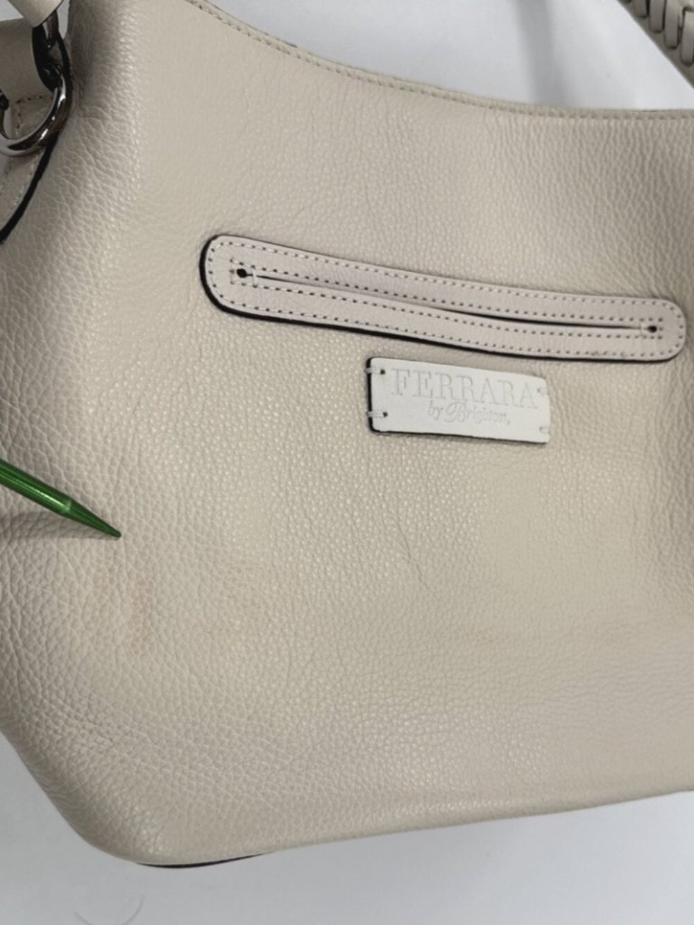 BRIGHTON Purse Ferrara Collection Noelle Cream Handbag Shoulder Pebbled Leather - Picture 8 of 13